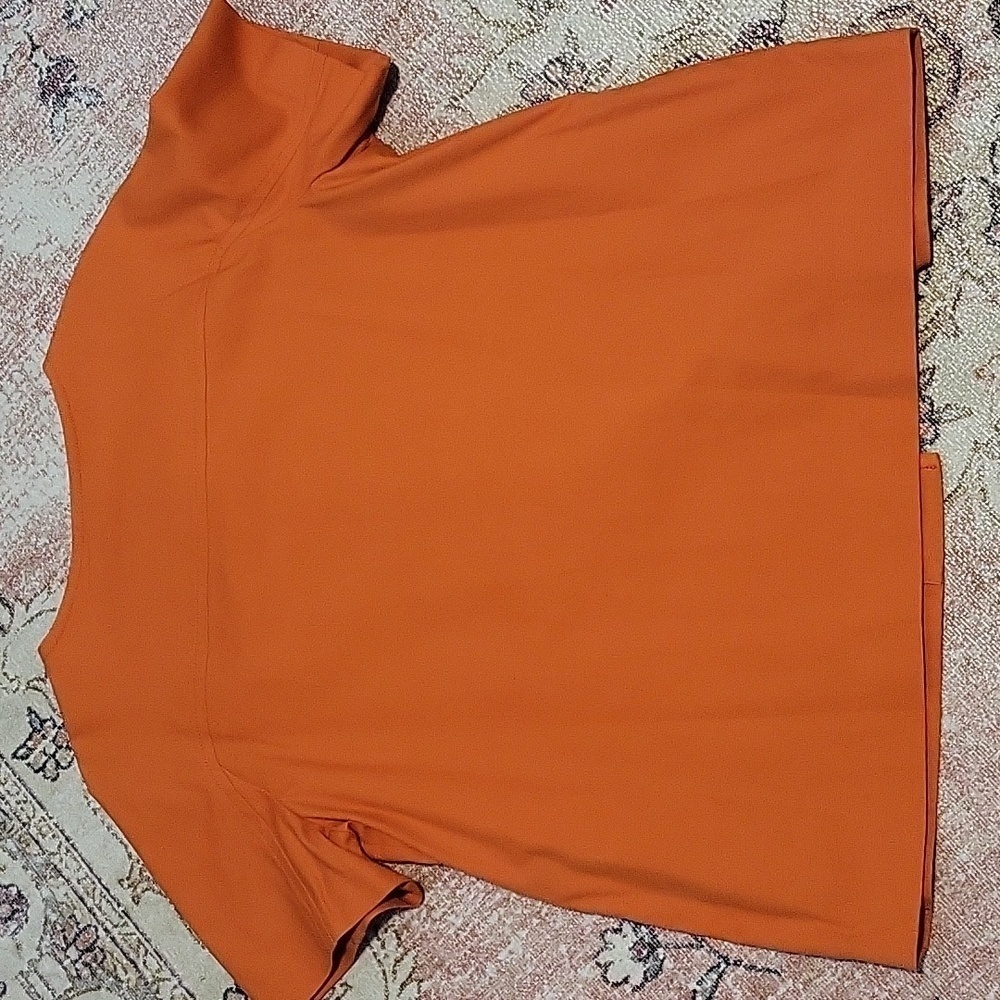 Apostrophe Orange Three Button Lined Short Sleeve… - image 2